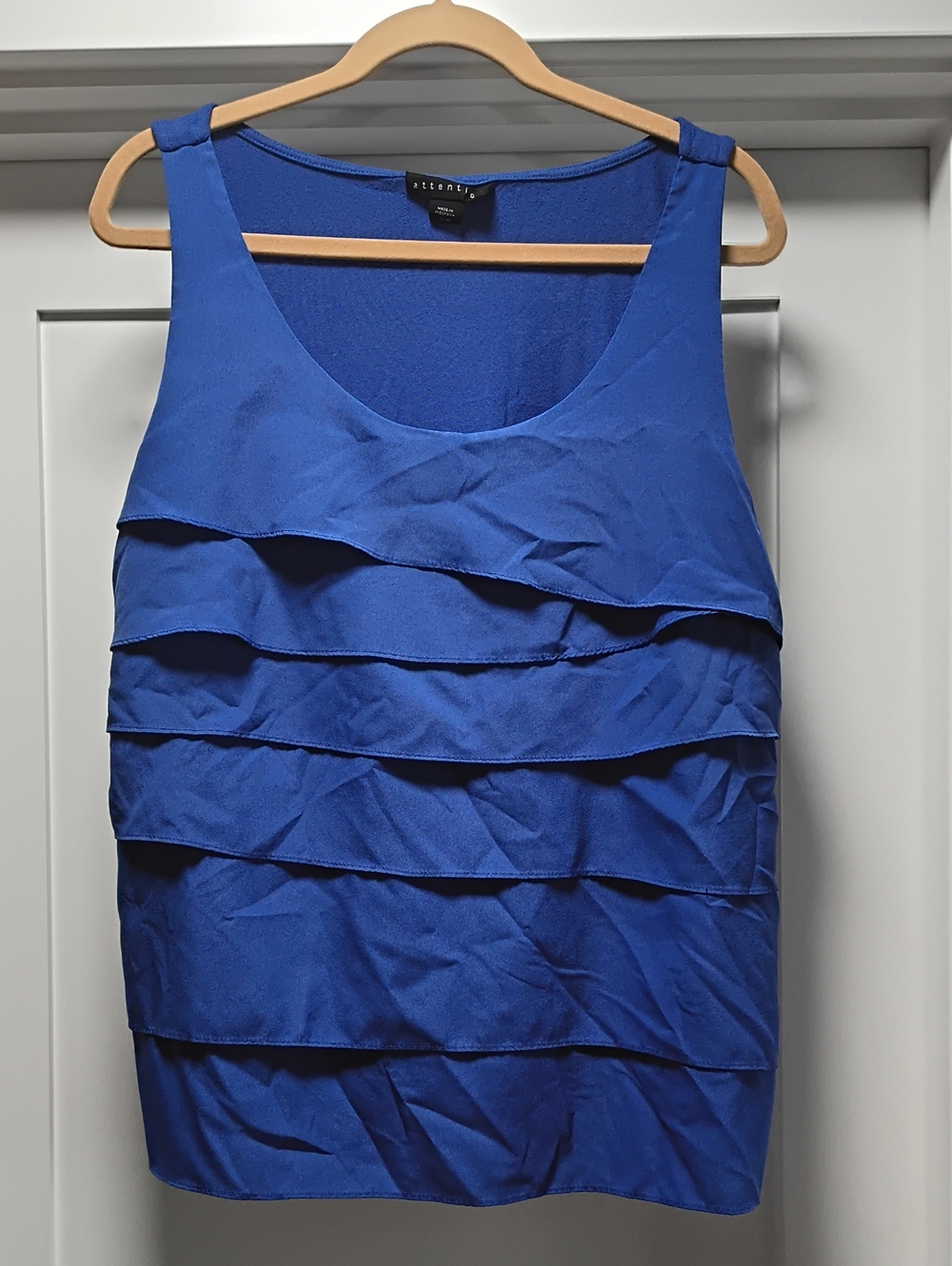 attention Royal Blue Ruffle Layered Sleeveless Blouse